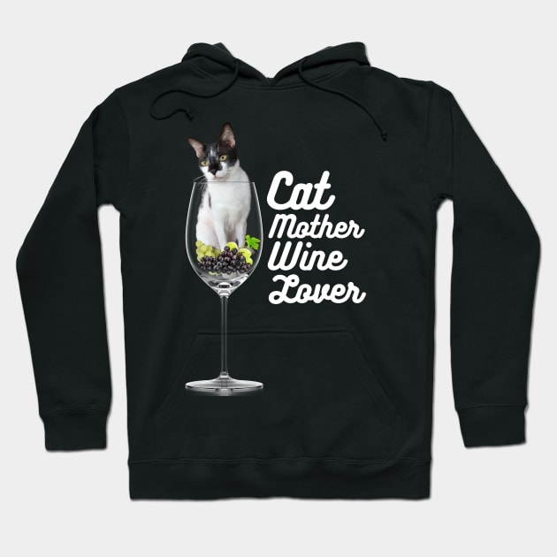 Cat Lover, Wine Mother Hoodie by leBoosh-Designs